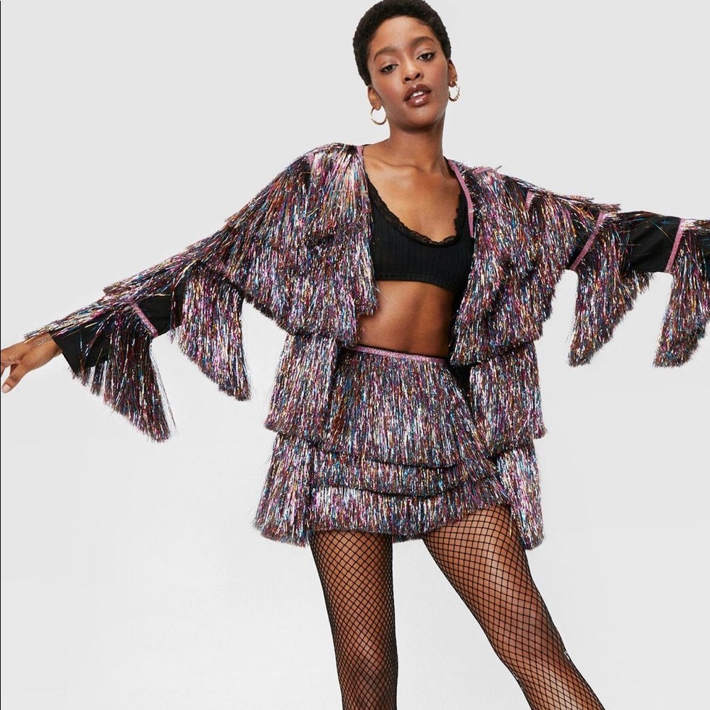 Nasty Gal Metallic Fringe Tinsel Shorts